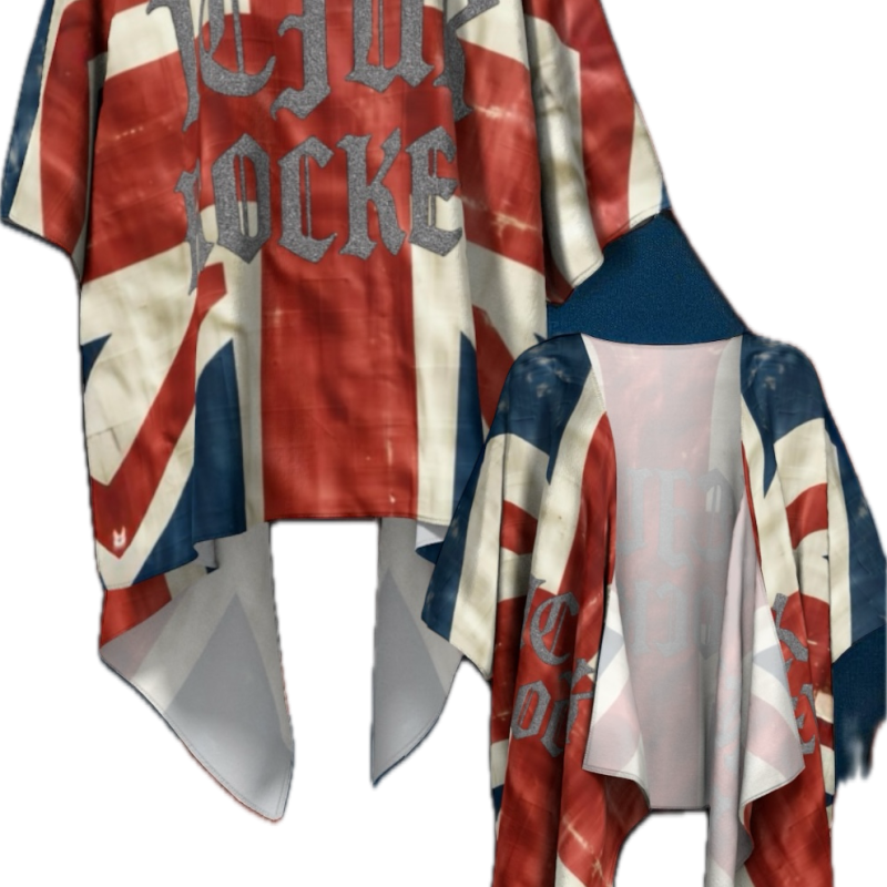 ICJUK Rocker Distressed UK Flag open style Kimono lightweight sheer cover up