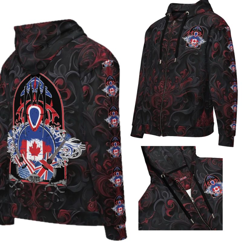 ICJUK International Guitar All-Over Print Unisex Zipper Hoodie