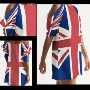 ICJUK Open Shoulder A-Line Dress Plain Union Jack