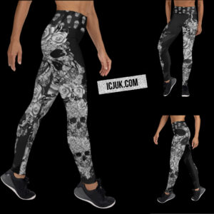Exclusive Custom printed Leggings Floral Skull Lace
