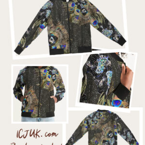 Exclusive ICJUK Custom made Women’s Bomber Jacket Peacock Dream