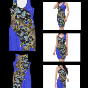 Exclusive Comfy soft Bodycon Dress Peacock dream