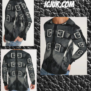 Men’s Slim fit Long Sleeve Tee Rock and Roll Skull Attitude