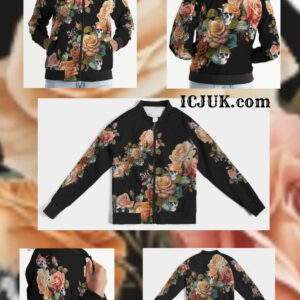 Exclusive ICJUK Custom made Women’s Bomber Jacket Rock and Rose Wisdom