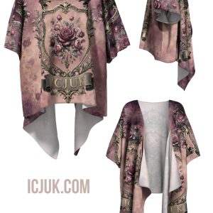 ICJUK Rose Noir open style Kimono lightweight sheer cover up
