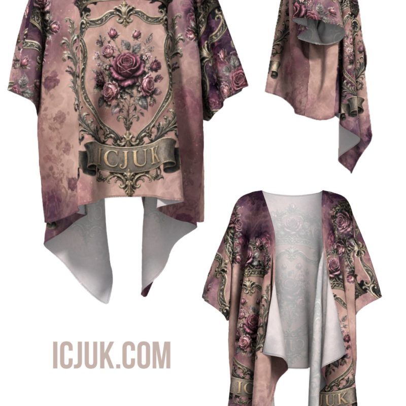 ICJUK Rose Noir open style Kimono lightweight sheer cover up