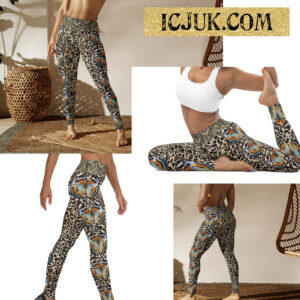 Exclusive Custom printed Leggings ICJUK Natural Earth Tones Butterfly