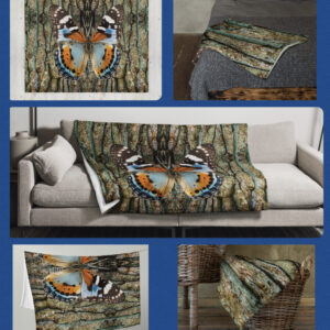 Exclusive Cozy Throw Blanket ICJUK Natural Earth Tones Butterfly