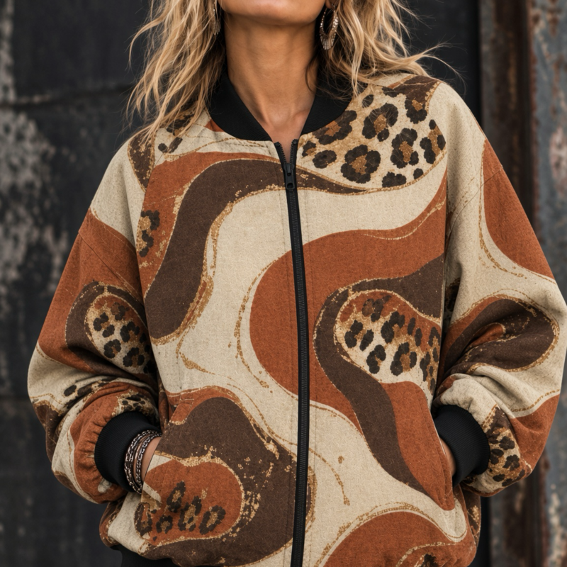 Exclusive ICJUK Ember Leopard Custom made Women's Bomber Jacket