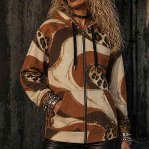 ICJUK Ember Leopard All-Over Print Unisex Zipper Hoodie