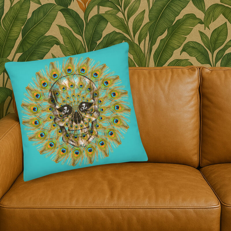 Exclusive ICJUK OA Pirate Eyes Infinity Peacock Large Pillow – 22" x 22"