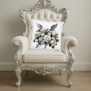 Exclusive ICJUK Heavenly Bloom Wings Large Pillow – 22″ x 22″