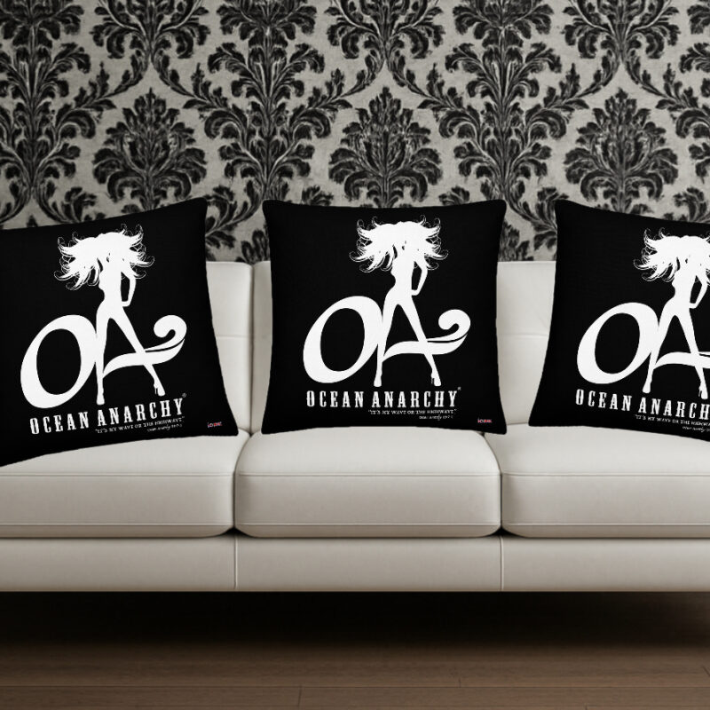 Exclusive ICJUK OA Beach Babe Black and White Large Pillow – 22" x 22"