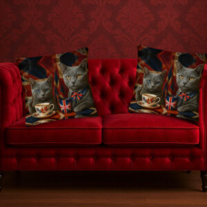 Exclusive ICJUK British Tea Cats Large Pillow
