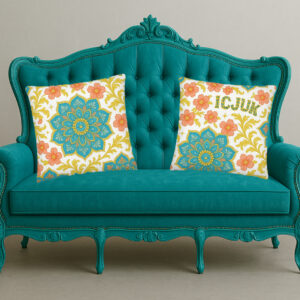 Exclusive ICJUK Sunset Bloom Mandala Large Pillow – 22″ x 22″