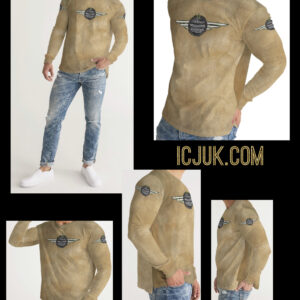 Men’s Slim fit Long Sleeve Tee ICJUK Light brown Courage Strength Attitude