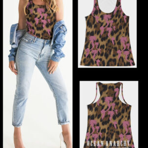 Ladies Tank all over print Leopard and Pink OA Mermaids