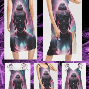 ICJUK Women’s Tie Strap Split Dress Cosmic Zen
