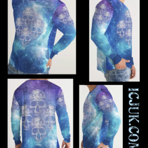 Men’s Slim fit Long Sleeve Tee Galaxy Blue Quadskulls