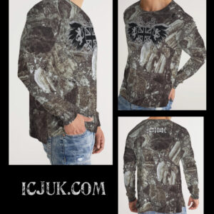 Men’s Slim fit Long Sleeve Tee ICJUK Earth Tones Lions Crest and Wings