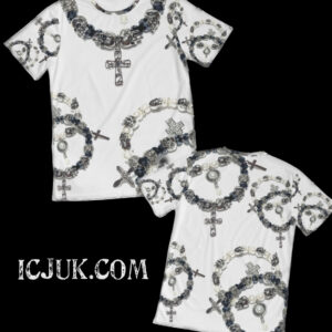 ICJUK Metal Skull and Cross Crew neck all over print Tee