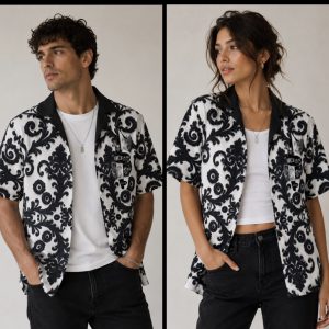 ICJUK Unisex Button down short sleeve shirt OA Pegasurfs