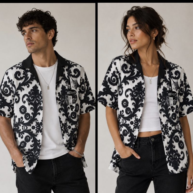 ICJUK Unisex Button down short sleeve shirt OA Pegasurfs