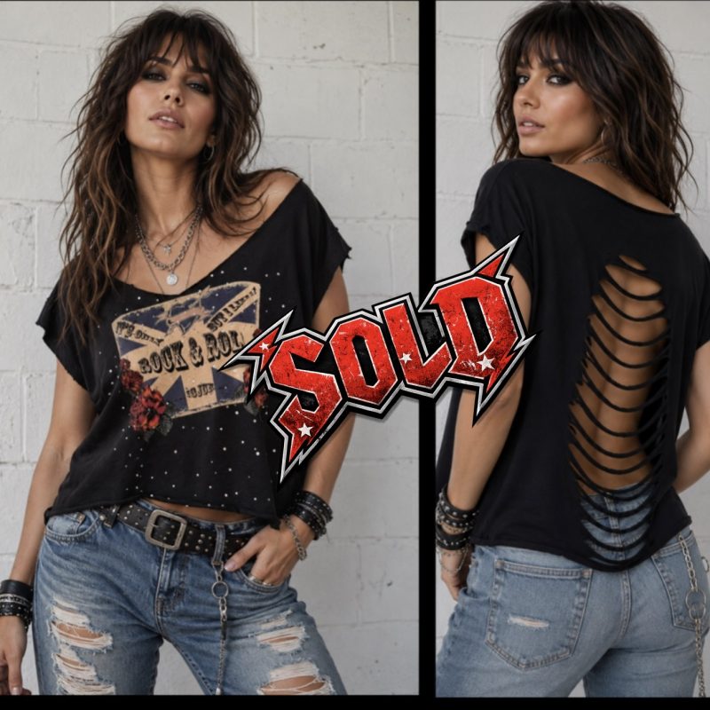 ICJUK It’s Only Rock & Roll Custom Cut Crystal Vintage Top