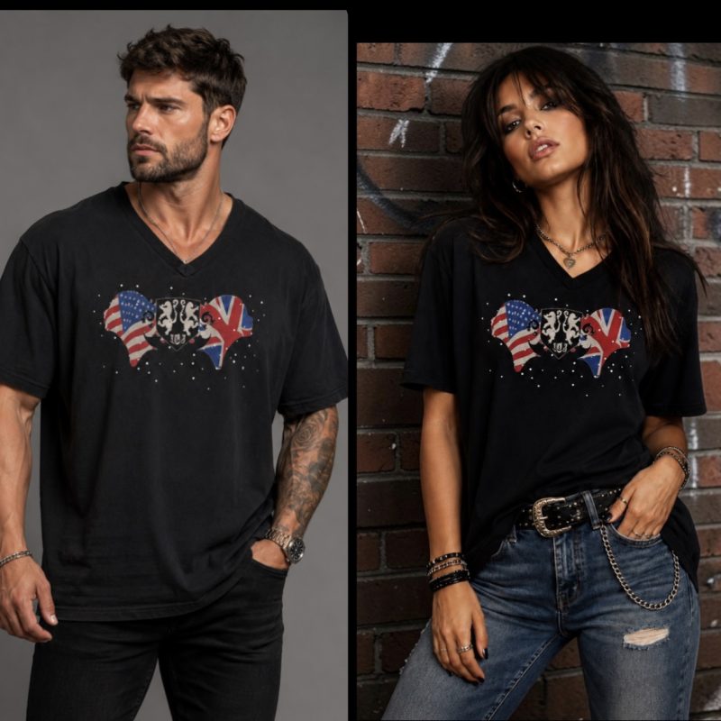 ICJUK Vintage Union Jane Rock ’n’ Roll Unisex V-Neck Tee – Rock Vault Exclusive