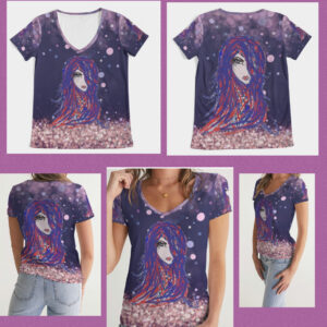 All over Print Women’s V-Neck Tee ICJUK Flaire
