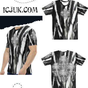 ICJUK Crew neck all over print black and white Quadskulls