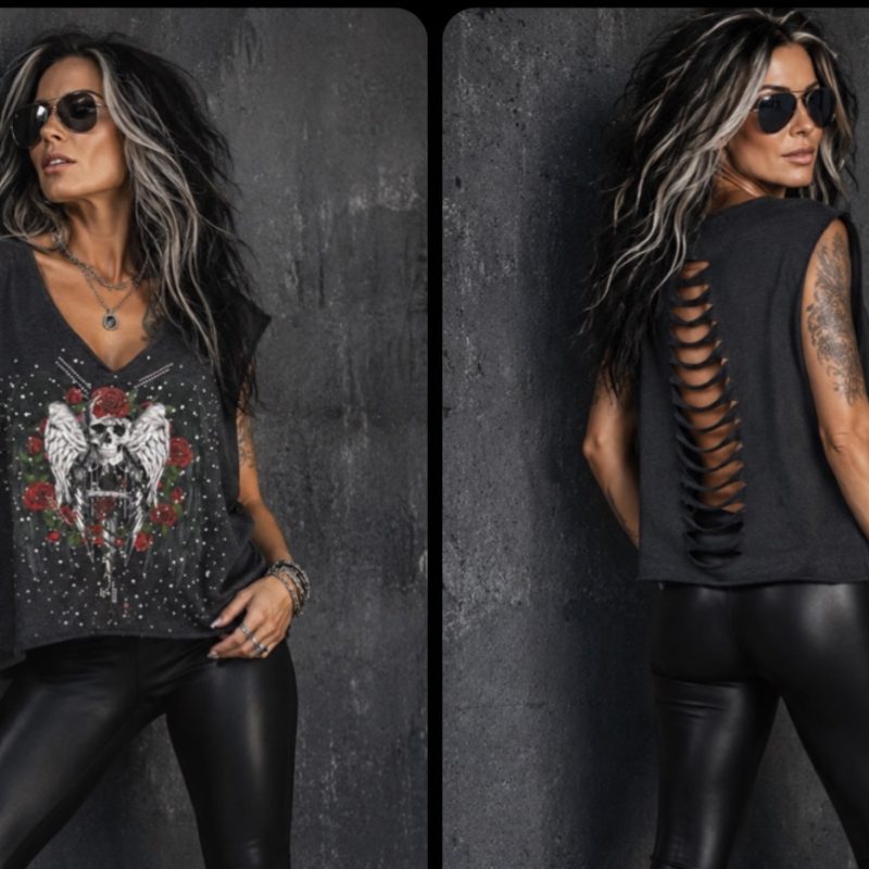 ICJUK Skull Wings & Dagger Crystal Top – One of a Kind