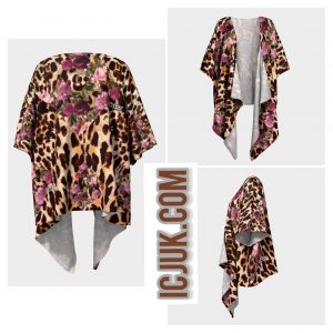 ICJUK Leopard Floral open style Kimono lightweight sheer cover up