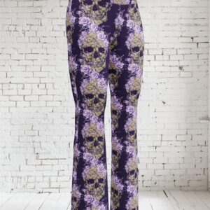 ICJUK  Lace Skull and Roses Rockstar Flare Leggings