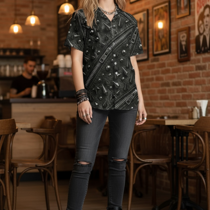 ICJUK Rocker Unisex Button down short sleeve shirt