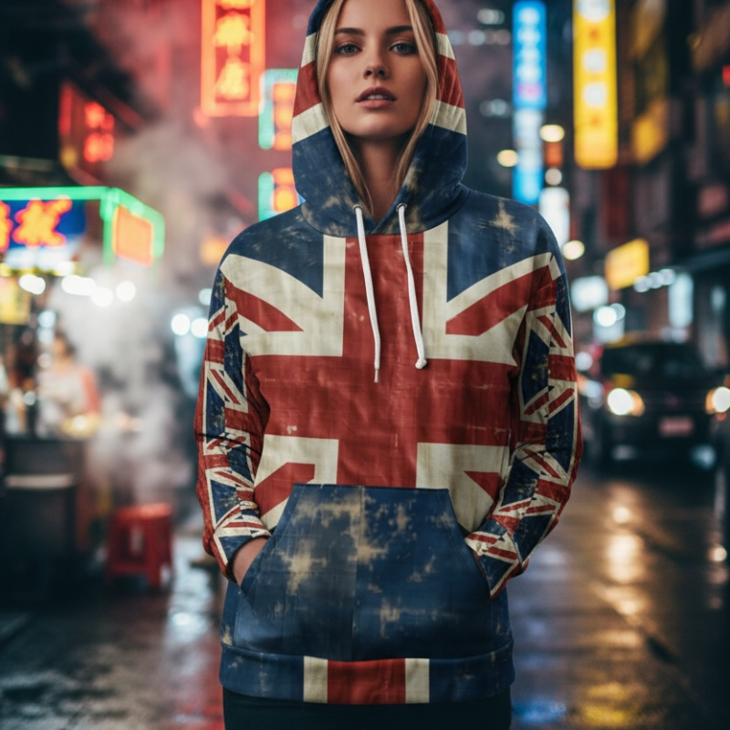 Exclusive Distressed Union Jack Unisex All over print pullover Hoody