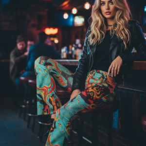 ICJUK Rocker Retro Kitty Flare Leggings