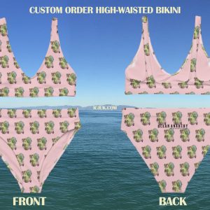 ICJUK OA Pink Pencil Mermaid Exclusive custom printed high waisted Bikini