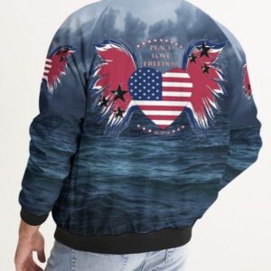Exclusive ICJUK Custom made Men’s Bomber Jacket USA Peace Love Freedom