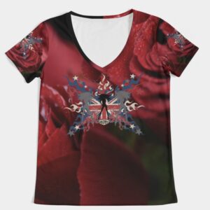 All over Print Women’s V-Neck Tee Red Rose Jane Bonds