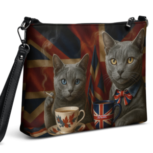 ICJUK Zip Clutch Pouch British Tea Cats