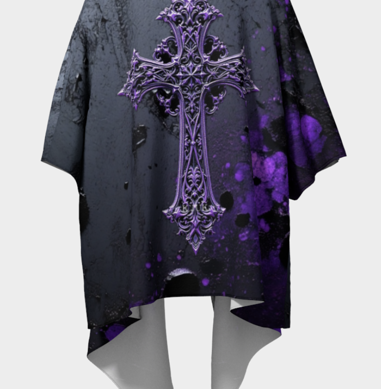 ICJUK Gothic Throne Cross open style Kimono lightweight sheer cover up