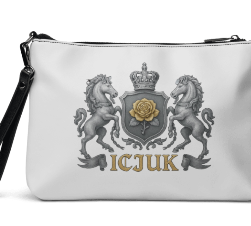 ICJUK Regal Rose Crest Zip Clutch Pouch