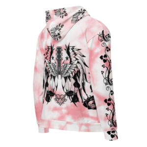 ICJUK All-Over Print Unisex Zipper Hoodie Tie Dye Pink Angels Serenade