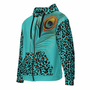 ICJUK All-Over Print Unisex Zipper Hoodie leopard Peacock
