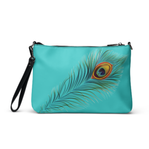 ICJUK Peacock Feather Zip Clutch Pouch