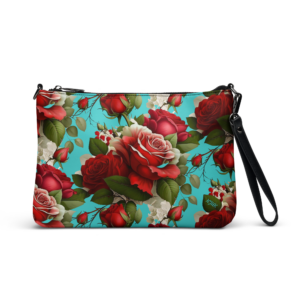 ICJUK Turquoise and Red Roses Zip Clutch Pouch