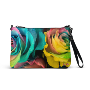 ICJUK Turquoise and Yellow Roses Zip Clutch Pouch