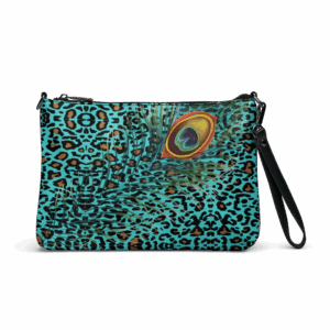 ICJUK Leopard Peacock Feather Zip Clutch Pouch