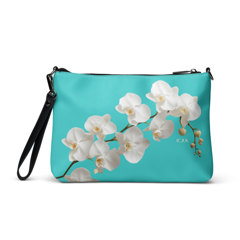 ICJUK Turquoise Orchids Zip Clutch Pouch